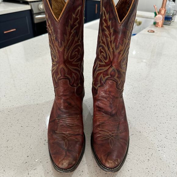 Justin Boots Brown Chesnut Marbled Deerlite Leather Western Women's 8 B L4562 - Picture 2 of 6